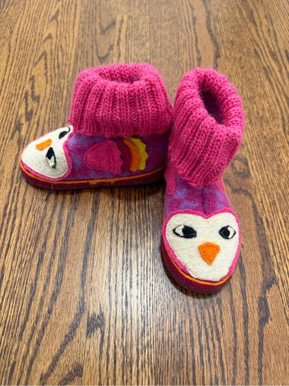 Garnet Hill Pink Penguin Slipper Socks for Kids